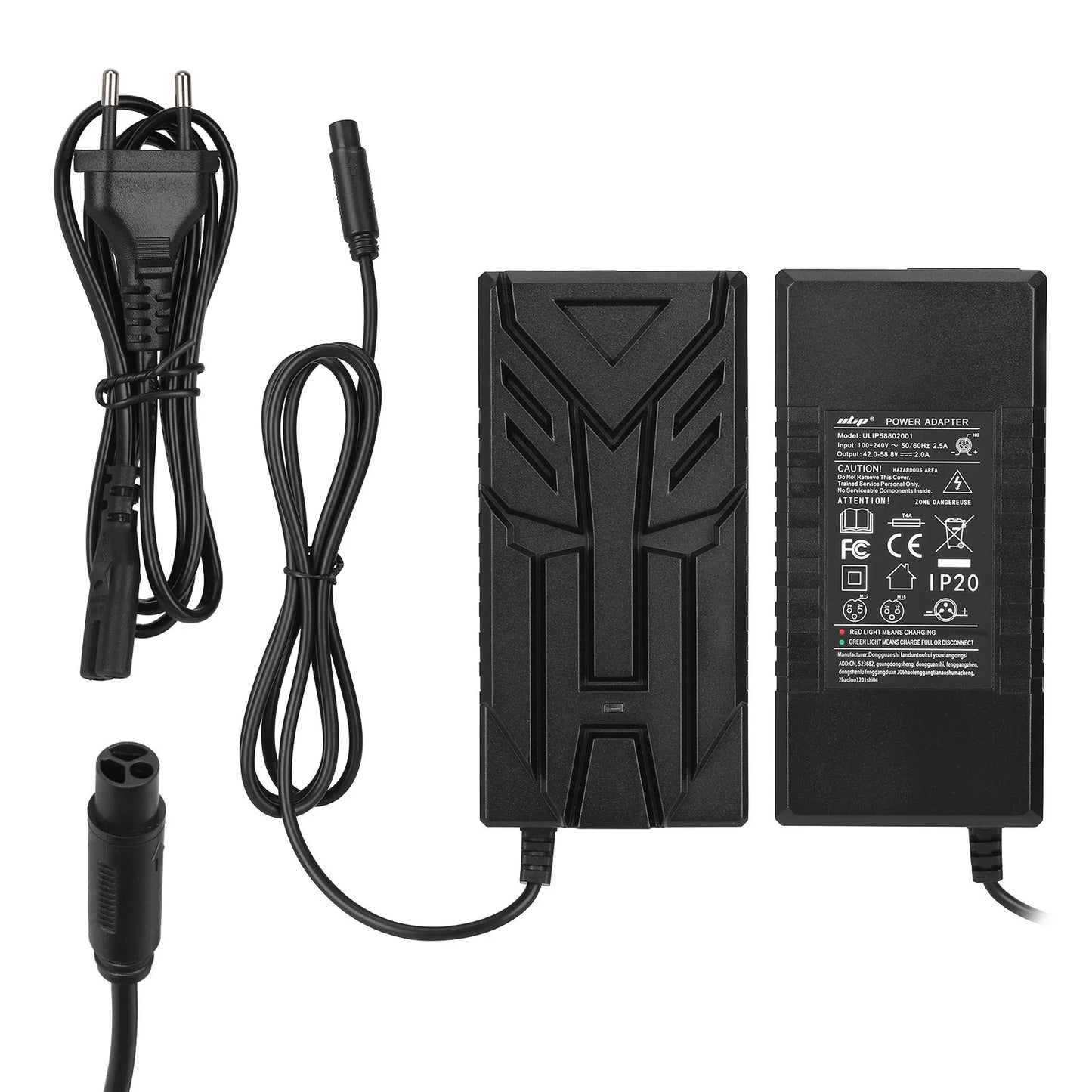 KuKirin 58.8V 2A 3 Port CQ Charger 42V to 58.8V2A Transformers European Standard Charger EU Standard for Kukirin G2 Master Kukirin G3 Pro Electric Scooter Battery Charger Power Adapter Li-ion Battery pack Charger with Fan
