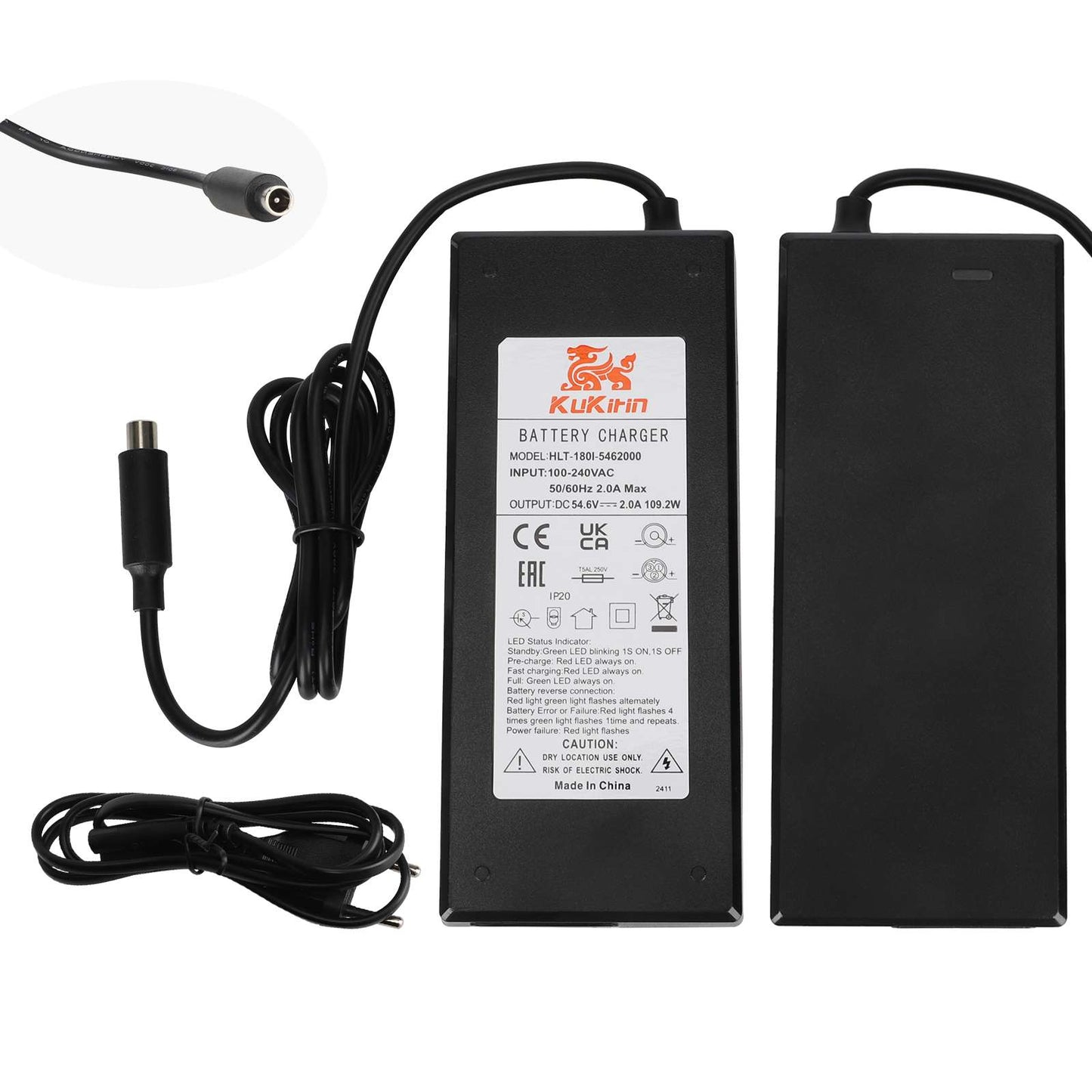 Original 54.6V2A Charger with Xiaomi Head European Standard for Kukirin G2 Pro G2 Max Electric Scooter Original Charger Input 100-24å0V Output 48V 54.6V 2.0A Lithium Battery Charger Parts Replacement